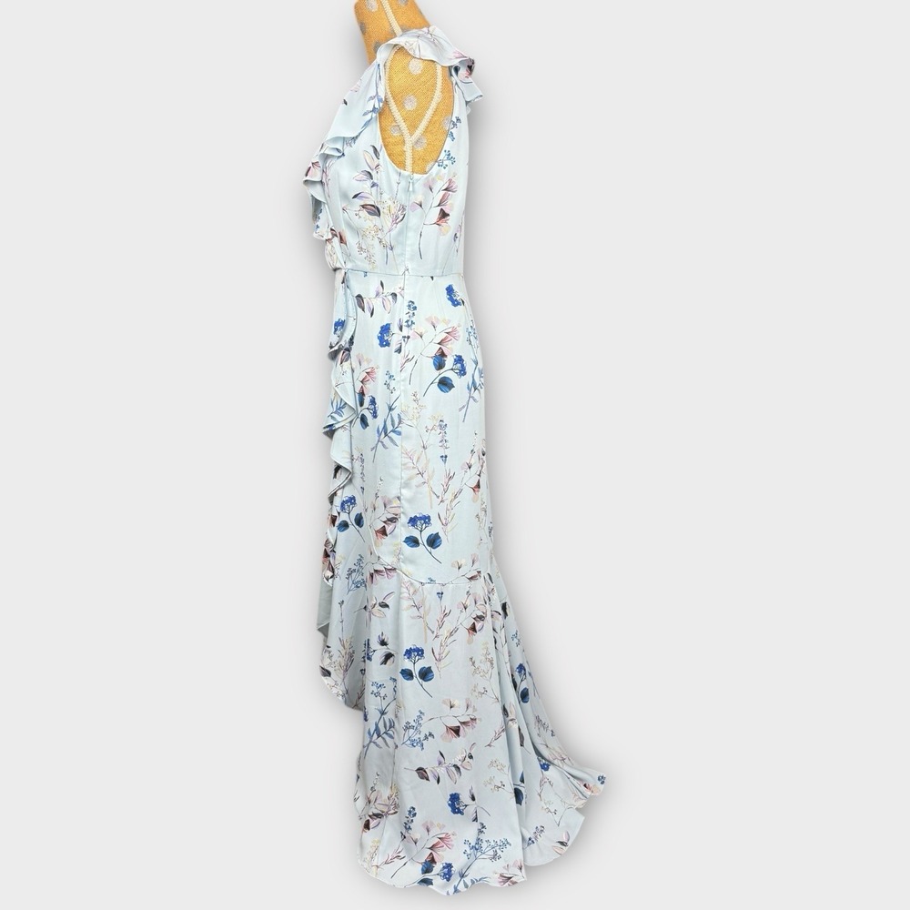 Banana Republic Floral Ruffle‎ High-Low Maxi Dress Blue Sleeveless Size 6 - Picture 13 of 13